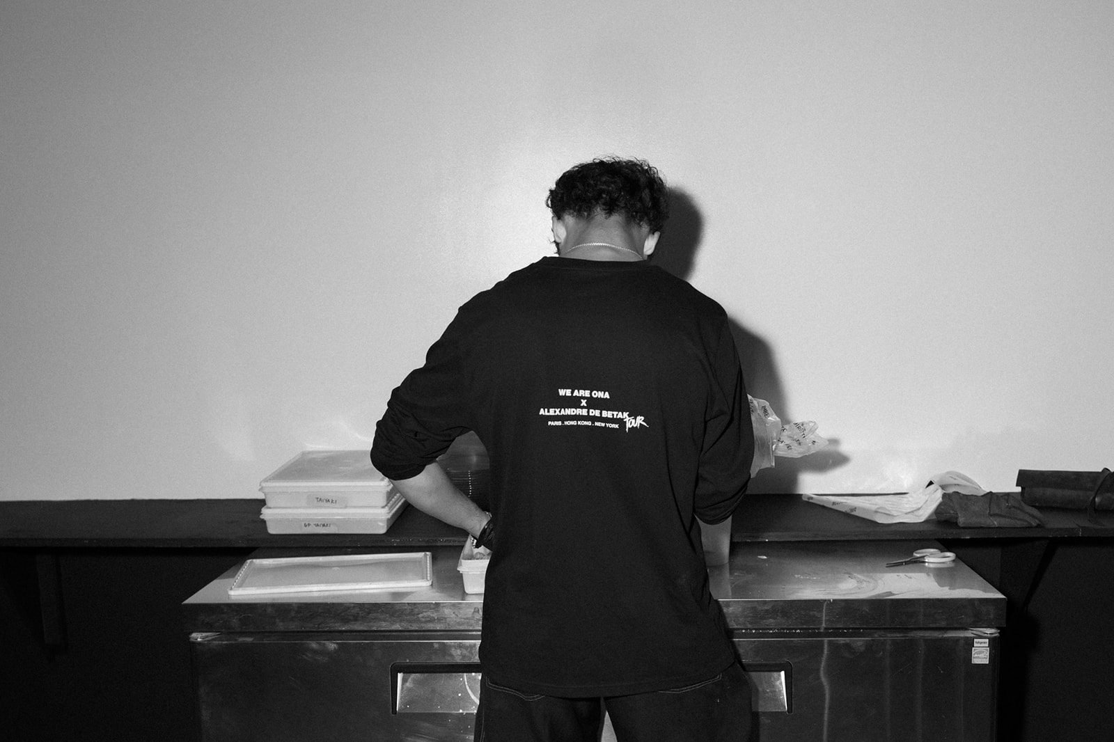 Dinner scene at the We Are Ona WSA pop-up in Manhattan with Alexandre de Betak, May 2025, by Alicia Valdez